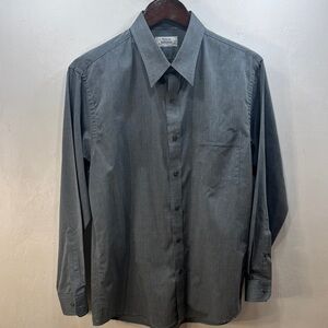 Arrow Brigade Charcoal Blue Mens Button Down Classic Dress Shirt